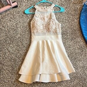 Emerald Sundae Cream Halter Fit and Flare Dress